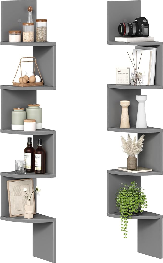 HOOBRO Corner Shelf Wall-Mounted, 5-Tier Bookshelves by HOOBRO