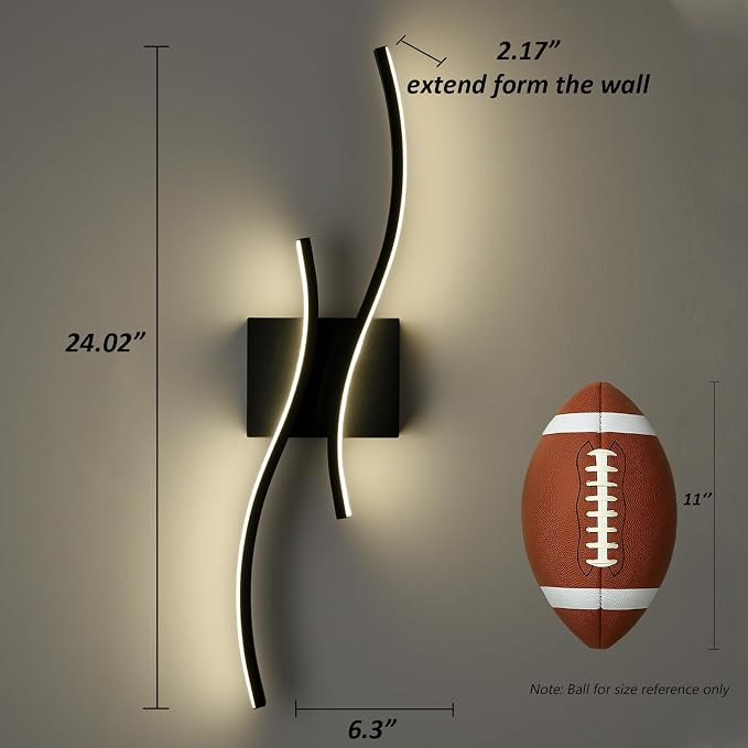 Modern Led Sconce Wall Lighting Indoor 24" Minimalist Industrial Black Wall - Image 5