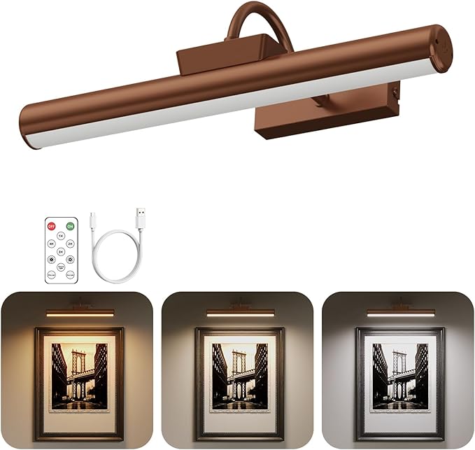 Picture Light Battery Operated, 13in Wireless Art Light by Skairipa