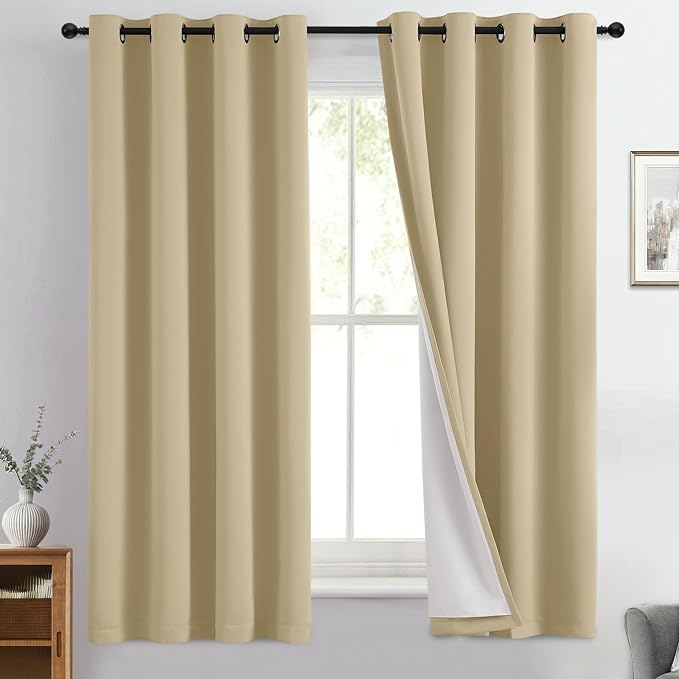 Yakamok 100% Blackout Curtain Panels 63 inches Cold and Light Blocking Drapes by Yakamok