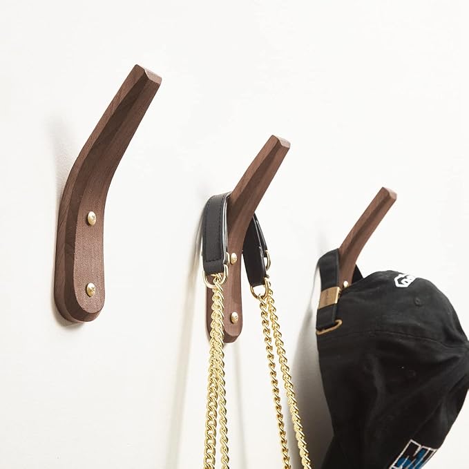 COCOYA 2Pack Wood Hooks Wall Mounted, Minimalist Easy Install Natural Real - Image 4