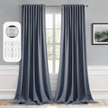 MIULEE Stone Blue Back Tab Blackout Curtain 96 Inch Long 2 Panels Set by MIULEE