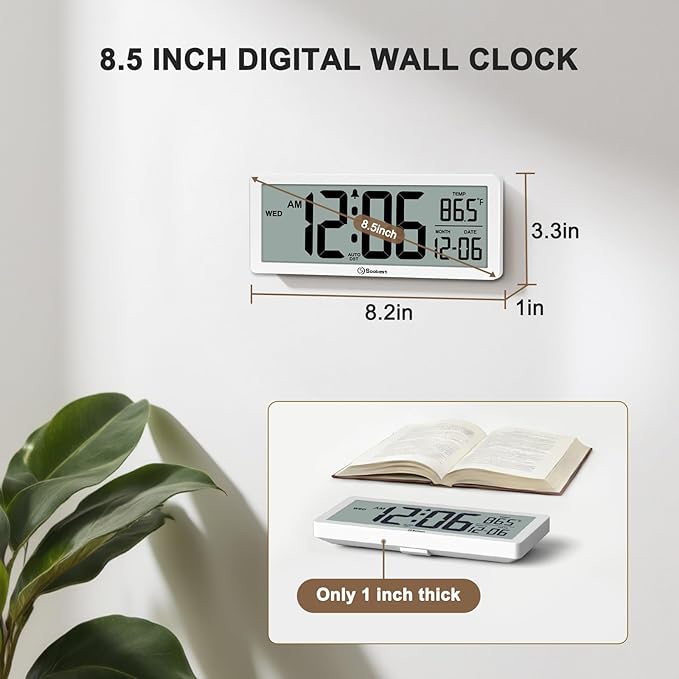 Soobest 8.5 Inch Digital Wall Clock Battery Operated - Image 2