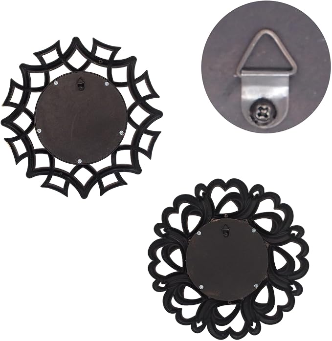 Retro Gold Mirrors for Wall Pack of 3. Geometric Lines Round Mirrors. More - Image 9