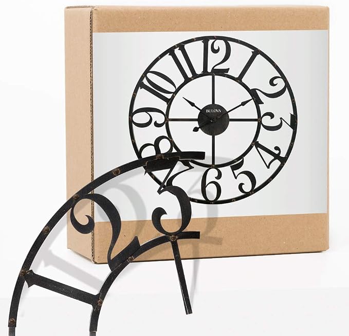 Bulova C4821 Oversize Gabriel Wall Clock, Rustic Brown - Image 3