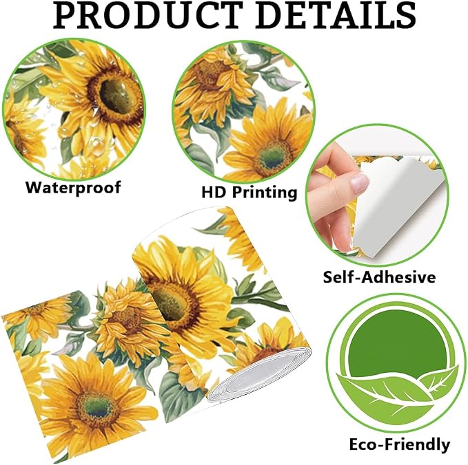 Sunflower Wall Border Wallpaper Border Decal Peel and Stick 19.7 x 4 Inch - Image 6
