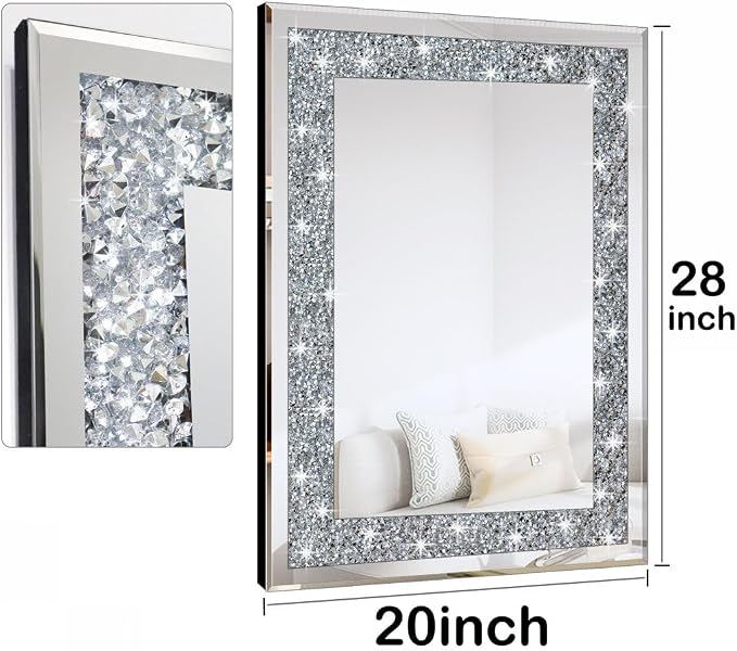 QMDECOR Crystal Crush Diamond Rectangle Silver Mirror - Image 4