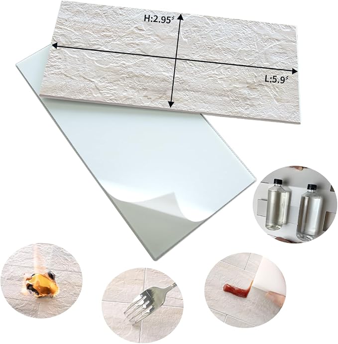 AULIGET 100-Piece Beige Slate Peel and Stick Backsplash Wall Tiles, Laundry Room - Image 5