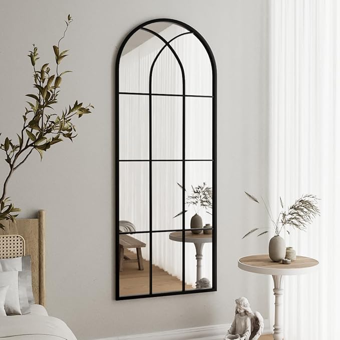 Mirror Full Length, Window Pane Wall Black Full Body Mirrors, Oversize - Image 4