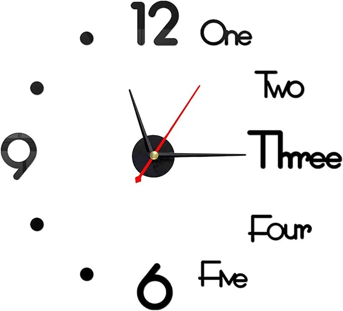 10-20 Inch DIY Wall Clock 3D Frameless Silent Non Ticking by Fowecelt