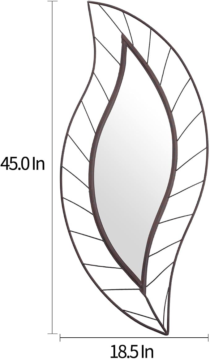 ironsmithn Decorative Wall Mirror, Leaf Design Metal Frame - Image 3