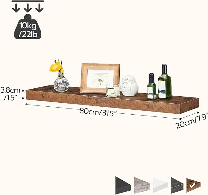 HOOBRO Floating Shelves for Wall, Wall Mounted Shelf Set of 2, 31.5" Hanging - Image 3