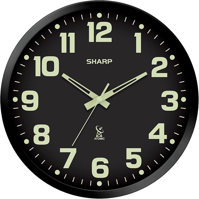 Sharp Glow in the Dark Atomic Analog Wall Clock by SHARP