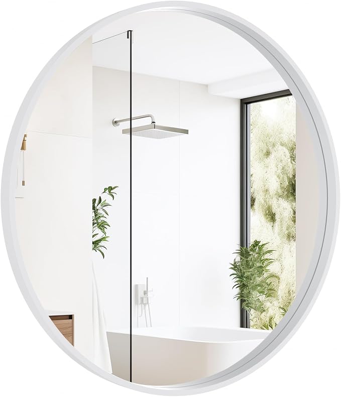 WallBeyond Round Wood Mirror 28 inch Circle Wall Mirror by WallBeyond