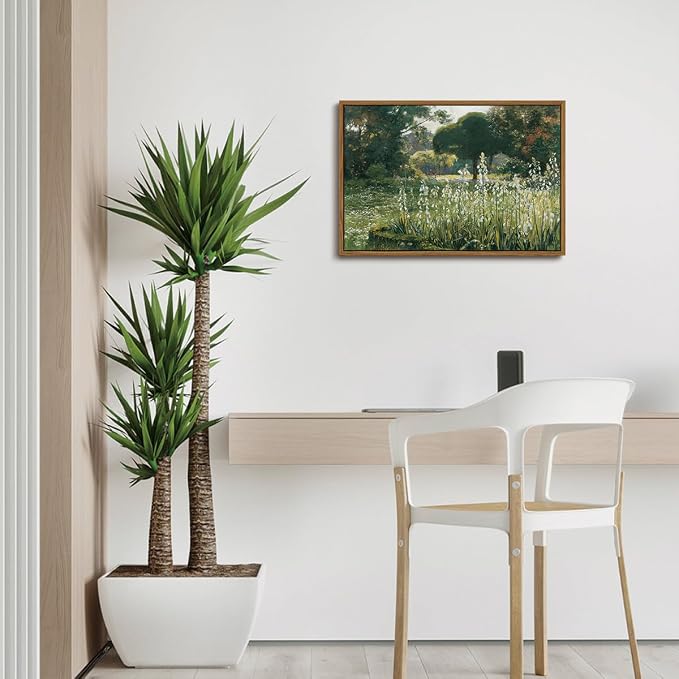 OIQArtOIQ Vintage Framed Wall Art Garden Landscape Canvas Art Prints Rustic - Image 6