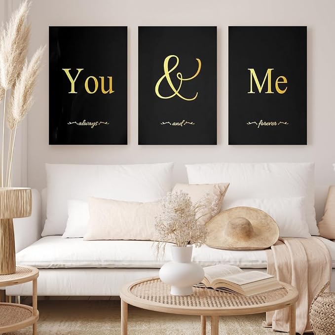 GUBIYU Black and Gold Bedroom Art Love Wall Decor - Image 5