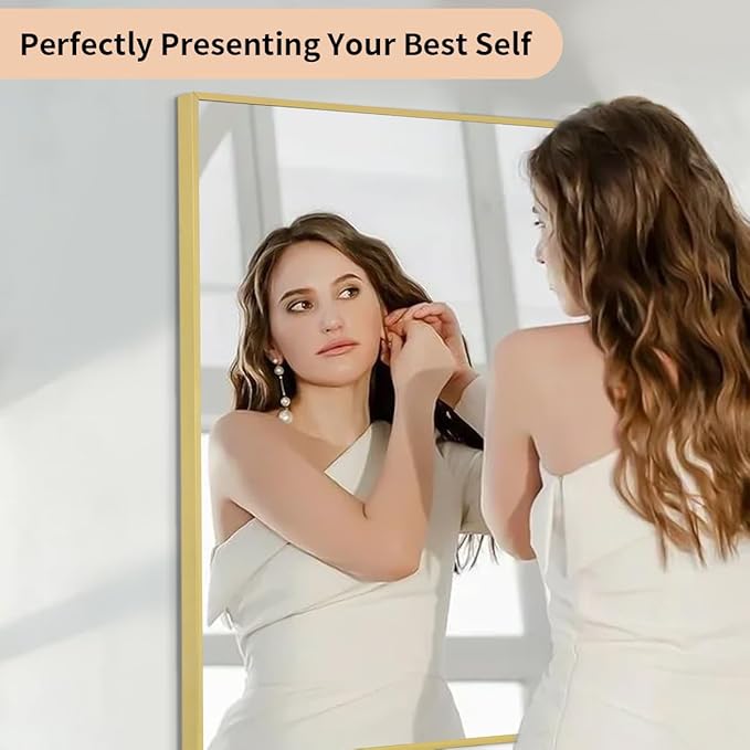 Koonmi Gold Mirrors for Wall, 30x48 Inch Bathroom Mirror, Rectangular Wall - Image 9