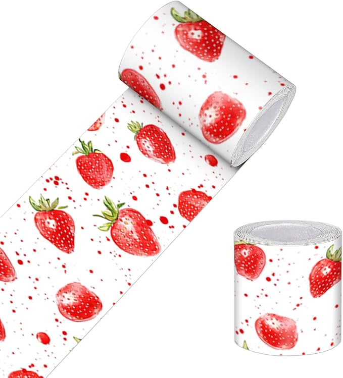 HOMETITUTE Wallpaper Border Peel and Stick Wall Border Strawberry Fruit Theme by HOMETITUTE