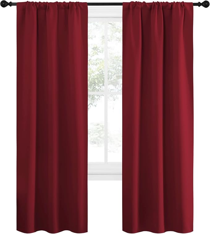 NICETOWN Christmas Burgundy Curtains Blackout Drape Panels - Image 2
