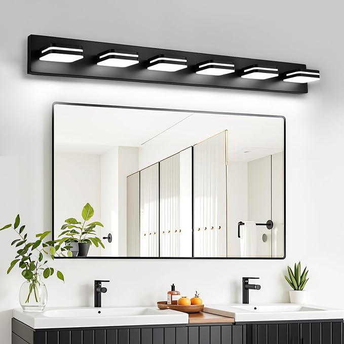 360° Rotate LED Bathroom Vanity Light Fixtures, 2500LM Acrylic Matte Black - Image 7