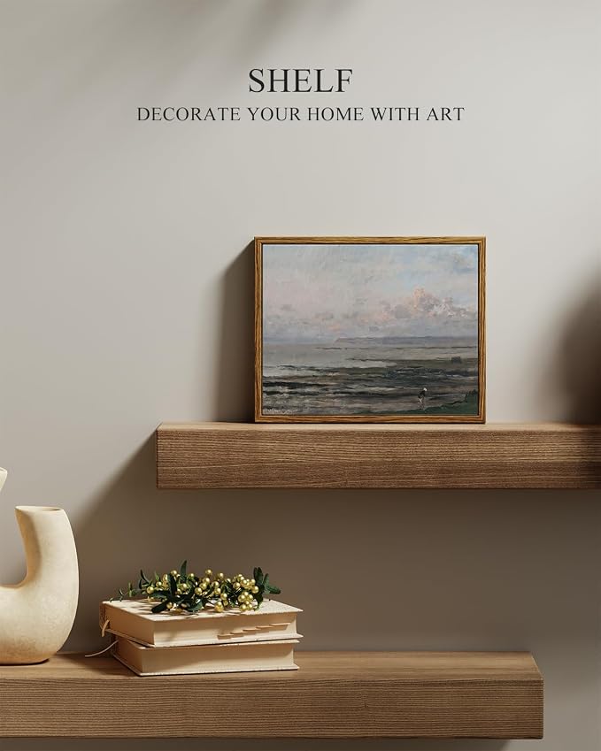 InSimSea Framed Canvas Wall Art, Vintage Coastal Landscape Painting, Rustic - Image 2