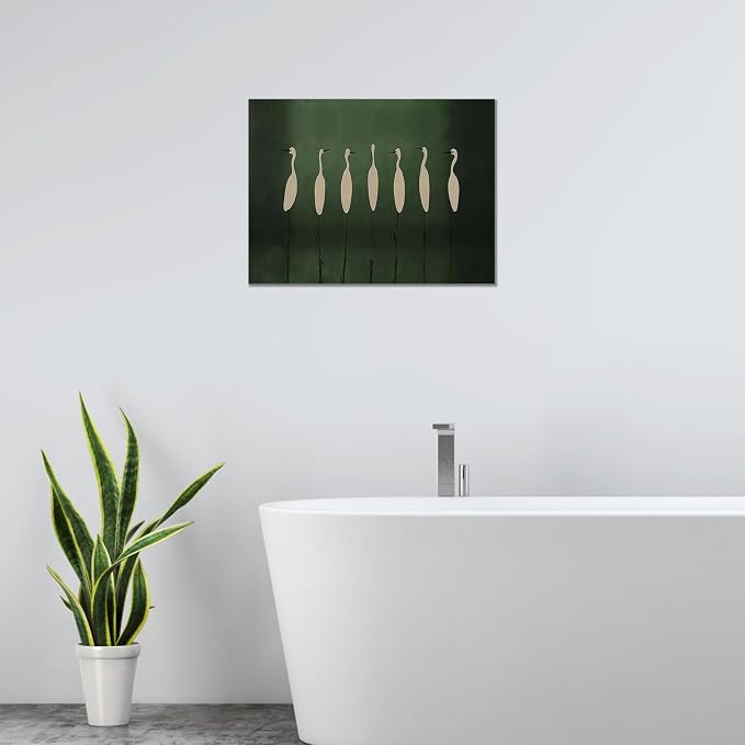 ALMLZL Egret Canvas Wall Art Elegant White Birds Heron Poster Minimalist - Image 3