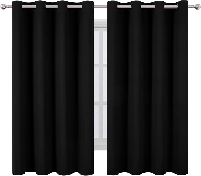 LEMOMO Black Blackout Curtains 66 x 63 Inch Length/Set of 2 Curtain - Image 2