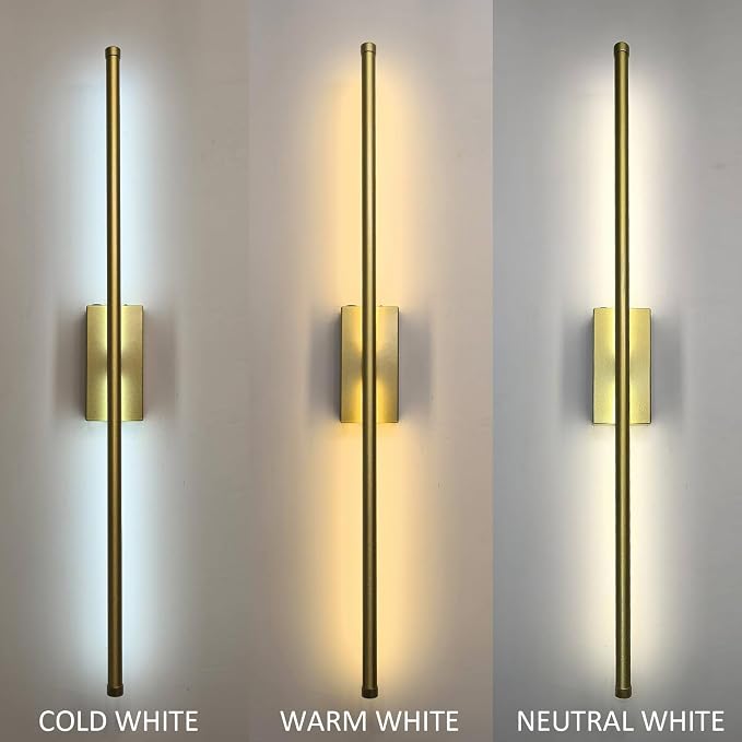 Set of 2 Battery Powered Linear Tube Rechargeable Gold Wall Sconce, Modern - Image 7