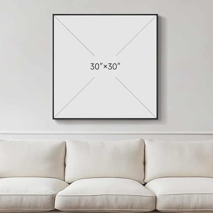 Framed Blue Abstract Wall Art for Living Room, Large Coastal Canvas Artwork for - Image 3