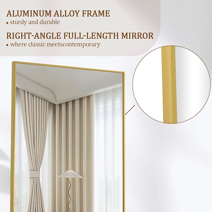 Koonmi 64"x21" Floor Mirror Full Length, Bedroom Floor Body Mirror - Image 3