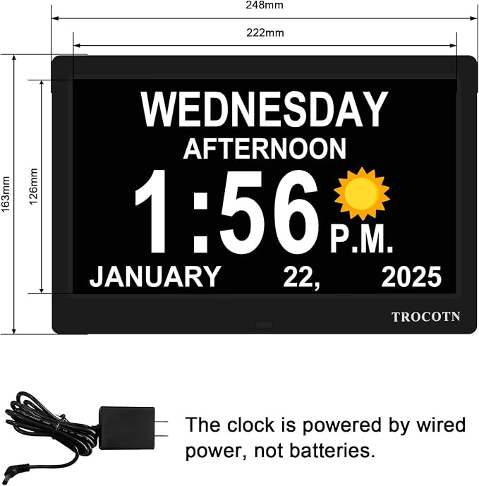TROCOTN Dementia Clocks, Large Display Calendar Alarm Clock - Image 2