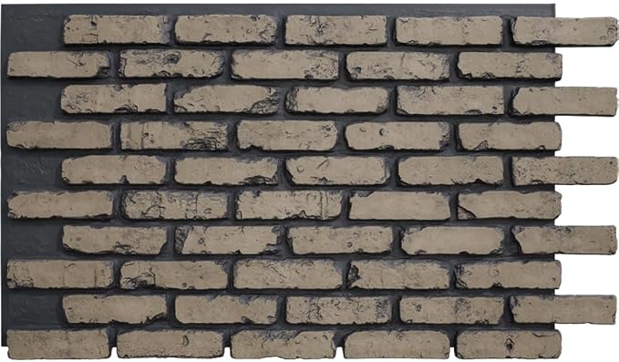 EverStone Aged Brick Faux Brick Panel, 46 7/8"W x 27"H x 1 1/4"D, Ash Color by EkenaMillwork