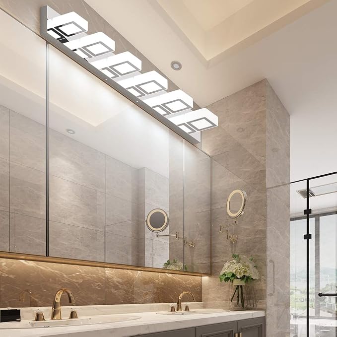 Ralbay Modern LED Bathroom Vanity Lights 6 Lights Acrylic Stainless Steel LED - Image 3