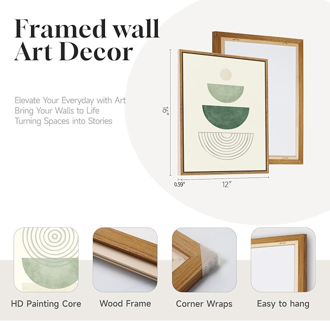 3 Piece Framed Minimalist Boho Canvas Wall Art - Image 4