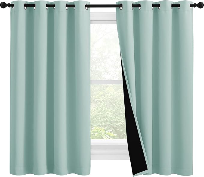 NICETOWN 100% Blackout Curtains 57 inches Long, Double-Deck Completely Blackout by NICETOWN