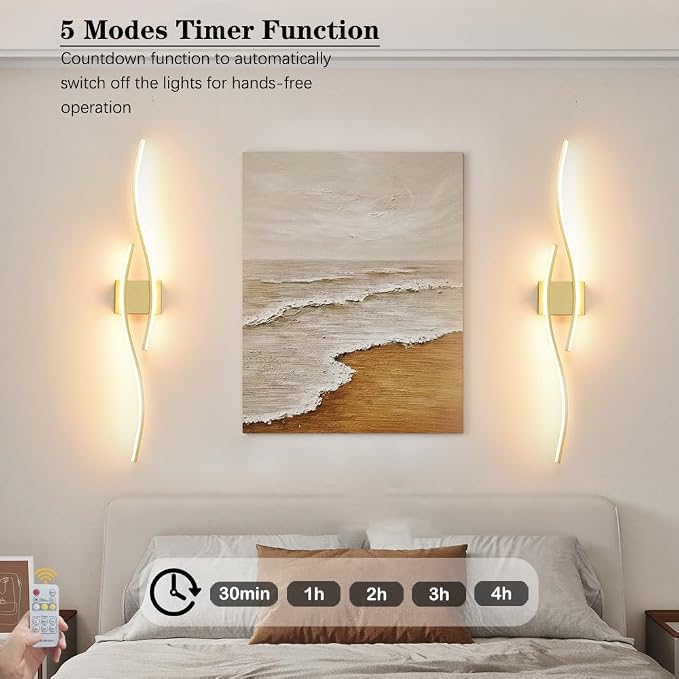 Modern Wall Sconces Set of 2, Dimmable LED - Image 7
