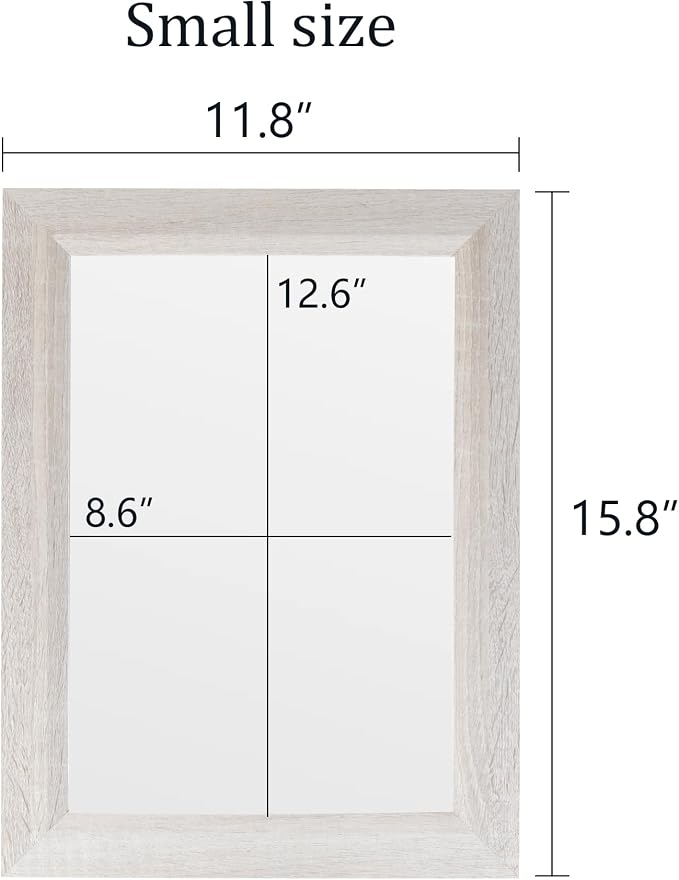 Small Rustic White Bathroom Mirror, 11.8x15.8inch Wooden Frame Rectangle Wall - Image 3