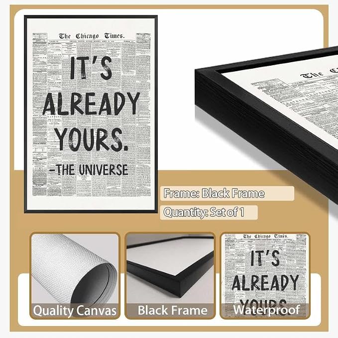 Framed Black And White Retro Newspaper Wall Art ItS Already Yours Universe - Image 3