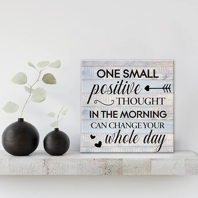 Inspirational Farmhouse Canvas Print Wall Art Decor One Small Positive Thought - Image 3
