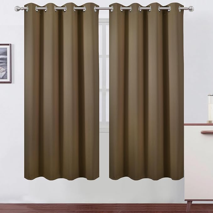 LEMOMO Brown Thermal Blackout Curtains/52 x 72 Inch/Set of 2 Panels Room by Lemomo