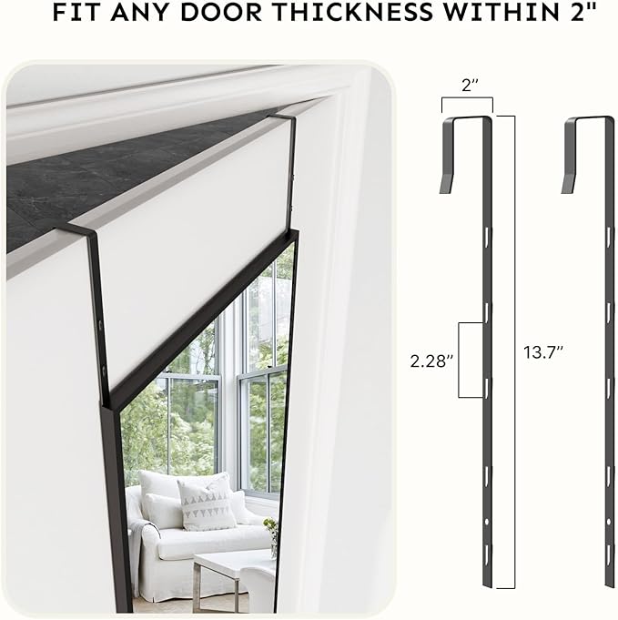 Kosmonia 48x14 Inch Full Length Tempered Glass Door Mirror - Image 4