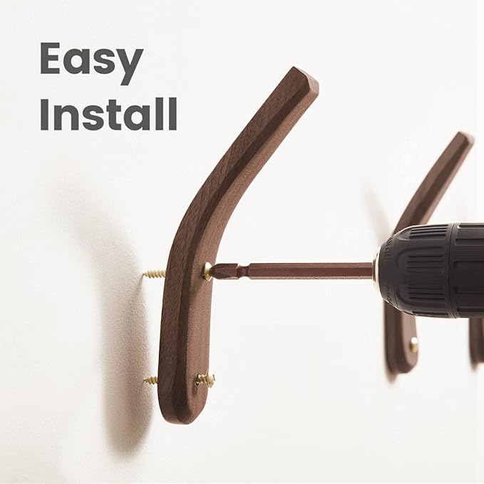 COCOYA 4Pack Wood Hooks Wall Mounted, Minimalist Easy Install Natural Real - Image 3
