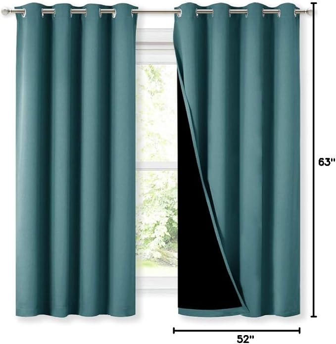NICETOWN 100% Blackout Curtain Panels, Thermal Insulated Black Liner Curtains - Image 7