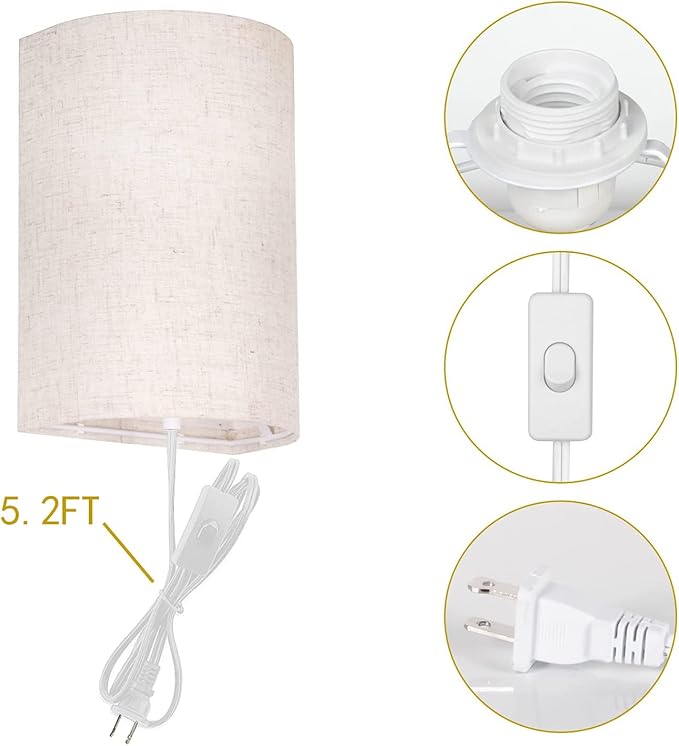 AVV Wall Sconces Set of Two, Wall Lamp Plug in - Image 7