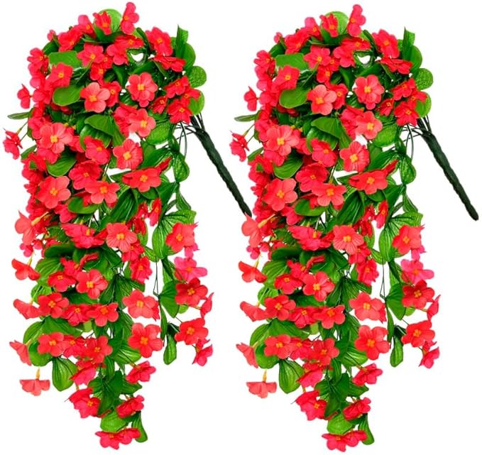 ZFProcess 2PCS Artificial Hanging Flowers, Fake Hanging Plants Violet Vines UV by ZFProcessArtificialFlowers