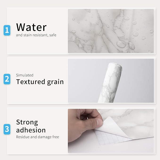 Art3d 17.3"x200" Marble Paper Countertops - Image 2