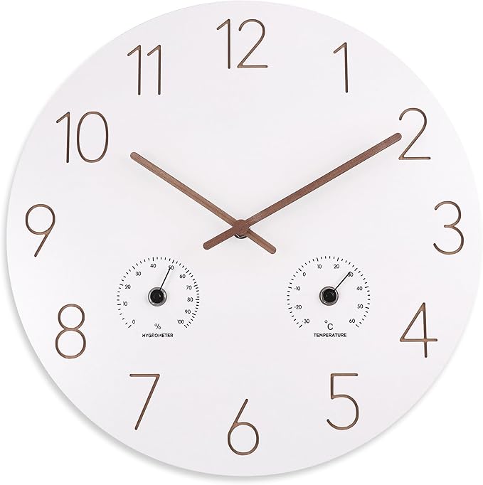 14 Inch Wall Clock, Wooden Frame Wall Clocks Decorative by Vigorwise