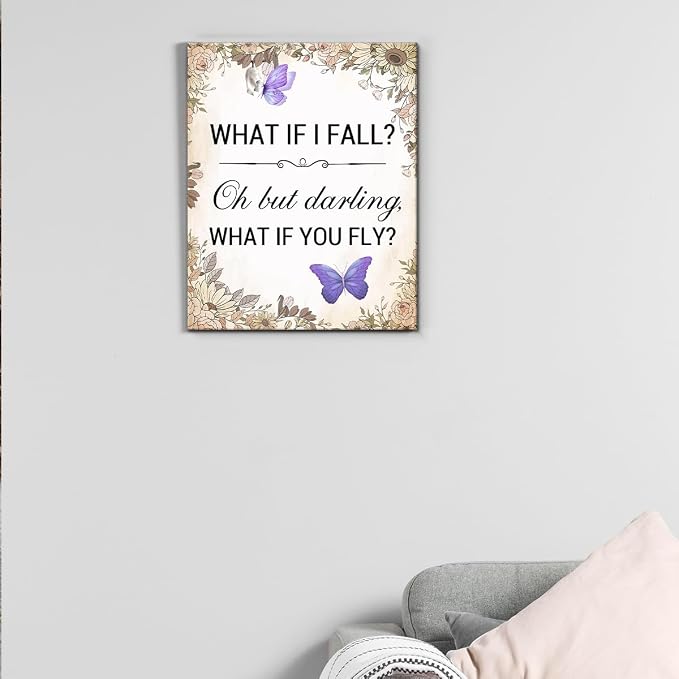 Inspirational Purple Butterfly Wall Art Decor, What If You Fly Motivational - Image 7
