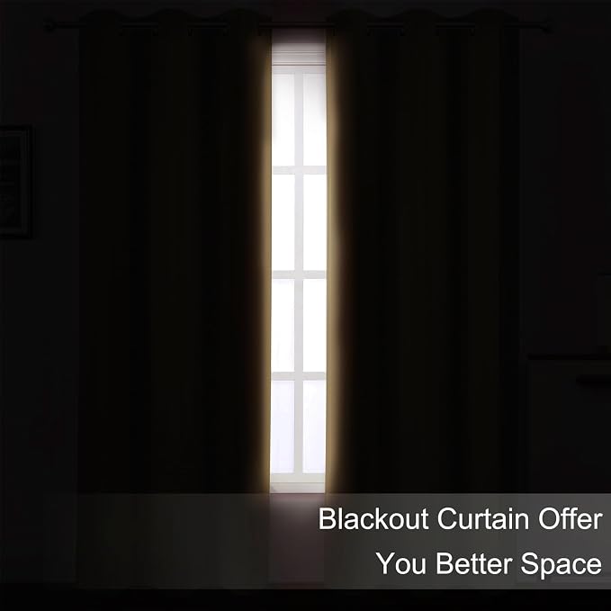 LEMOMO Blackout Curtains 66 x 84 inch/Natural Curtains Set of 2 Panels/Thermal - Image 3
