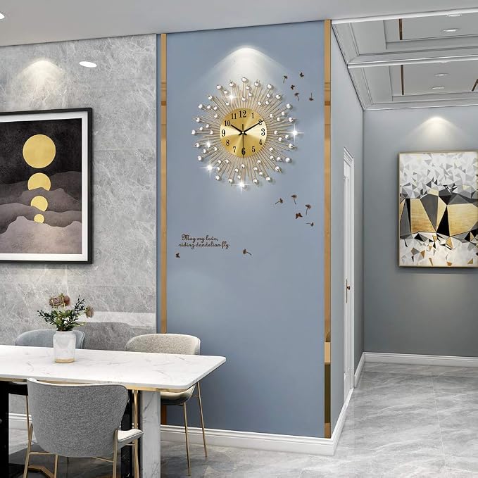 Large Wall Clocks for Living Room Decor Modern Gold Silent Wall Clock Battery - Image 2
